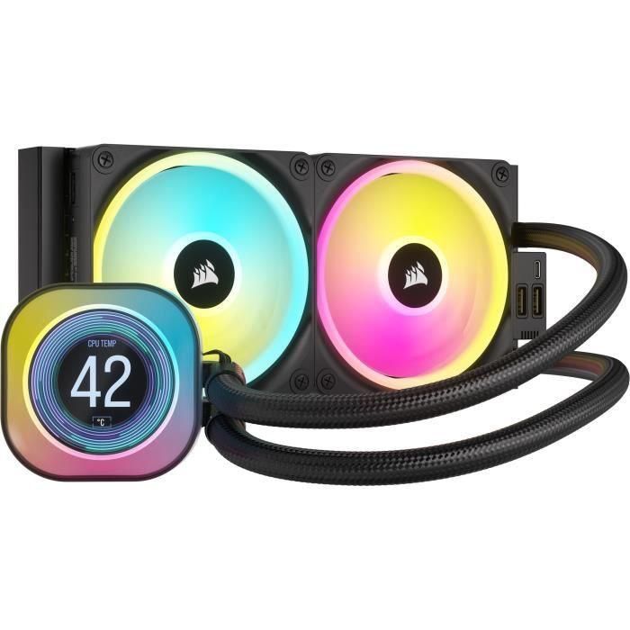 Refrigeración por agua - CORSAIR - iCUE LINK H100i LCD AIO - Radiador de 240 mm - Refrigeración líquida para CPU Refrigeración por agua - CORSAIR - iCUE LINK H100i LCD AIO - Radiador de 240 mm - Refrigeración líquida para CPU