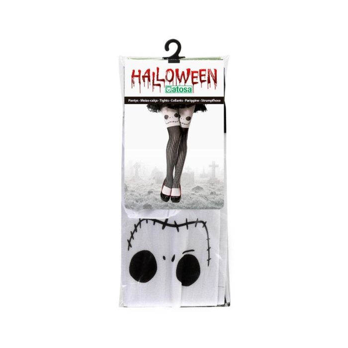 Medias Blancas con Calaveras y Rayas Negras Estilo Esqueleto para Halloween y Fiestas Temáticas 1 Medias Blancas con Calaveras y Rayas Negras Estilo Esqueleto para Halloween y Fiestas Temáticas 1