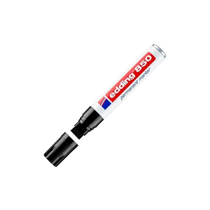 Edding Marcador Permanente 850 Negro 5-15mm (5 Unidades) para Papel, Cartón, Metal, Vidrio, Plástico, Madera (5 Unidades)