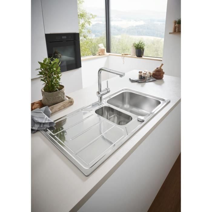 Grohe 32168000 Mezclador monomando para fregadero Minta con ducha extraíble, caño L, Cromo StarLight, SilkMove 3 Grohe 32168000 Mezclador monomando para fregadero Minta con ducha extraíble, caño L, Cromo StarLight, SilkMove 3