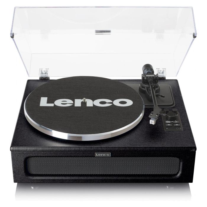 Lenco LS-430BK Tocadiscos de tracción por correa con Bluetooth 5.0 y Altavoces, 33/45 RPM, Imitación Piel, Negro 4