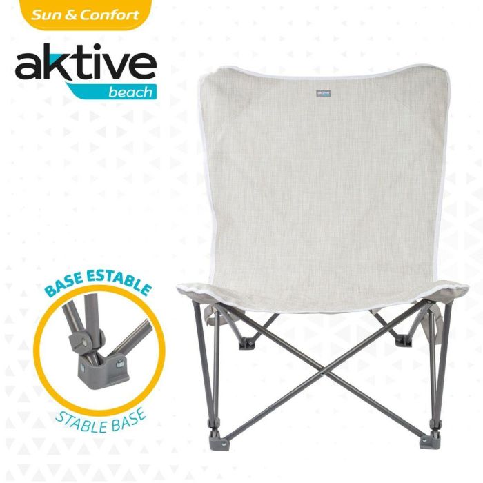 Silla Plegable para Camping Aktive Beige 78 x 90 x 76 cm (4 Unidades) 2