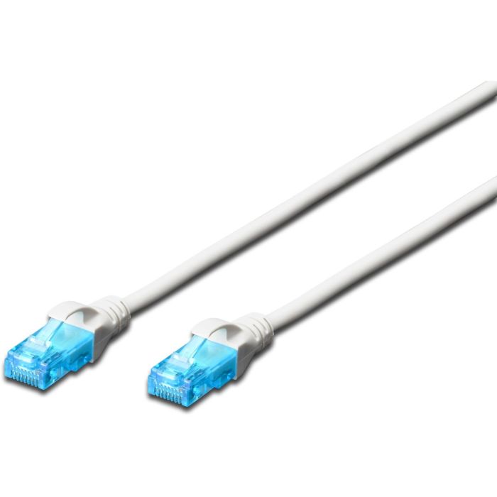 Digitus Cable de Red Patch CAT5e U/UTP RJ45 de 1m Blanco con Protector de Leva