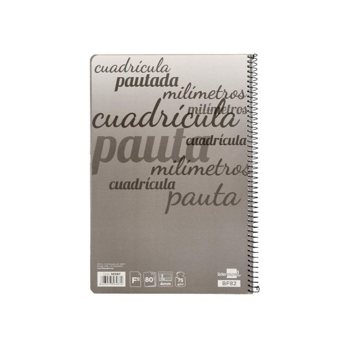 Cuaderno Espiral Liderpapel Folio Pautaguia Tapa Dura 80H 75 gr Cuadro Pautado 4 mmcon Margen Colores Surtidos 5 unidades 2