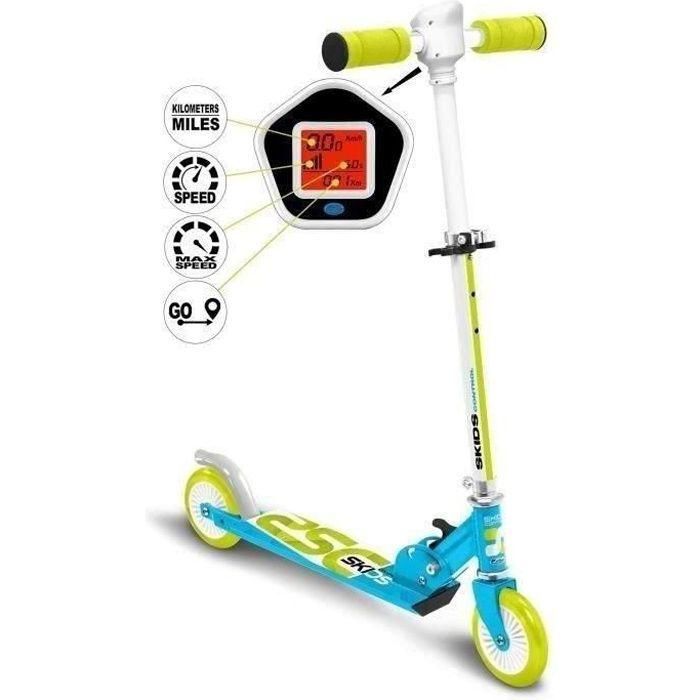 Control Skids Patín Plegable Scooter con Velocímetro y Luz de Fondo, ABEC 5, Altura Ajustable para Niños Azul