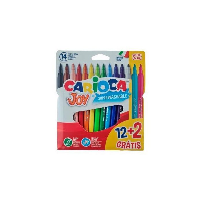 Carioca Rotuladores Joy Super Lavables C-Surtidos Estuche 12+2 Ud Gratis