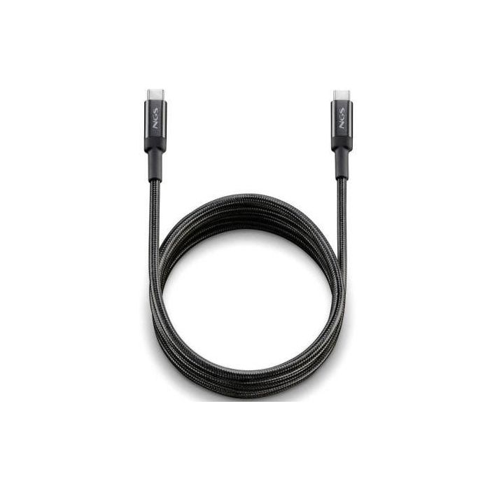 Cable USB 2.0 Tipo-C NGS KNOT/ USB Tipo-C Macho - USB Tipo-C Macho/ Hasta 100W/ 480Mbps/ 3m/ Negro