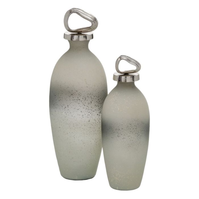 Botella Gris Plateado Aluminio Cristal 12 x 12 x 36 cm Decorativa 5