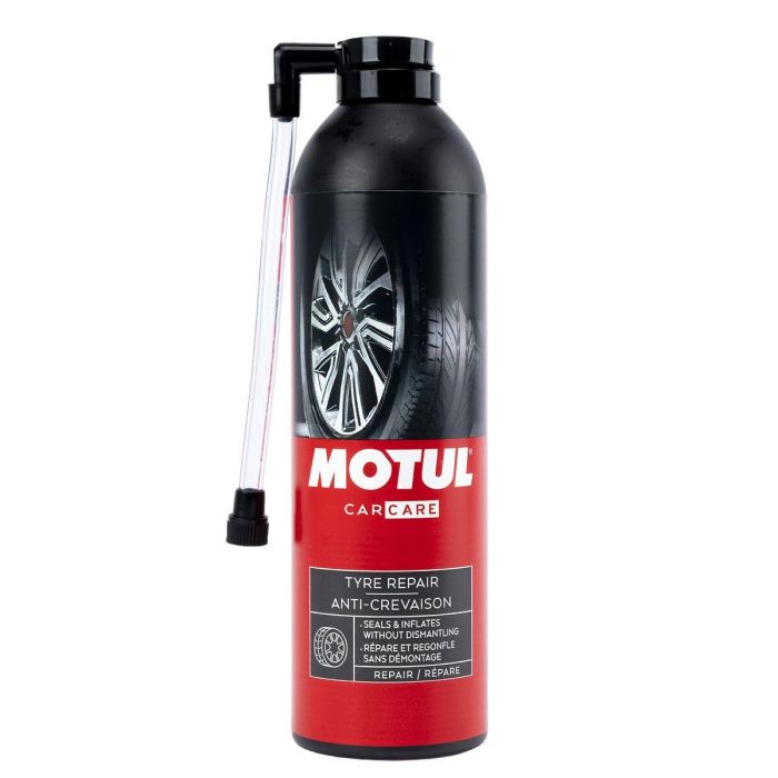 Motul MTL110142 Repara Pinchazos Aerosol para neumáticos de coche y furgoneta. Hincha y sella al instante sin desmontar