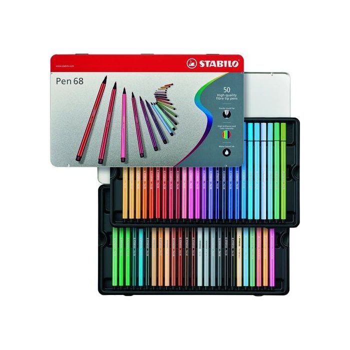 Rotulador Fibra Stabilo Pen 68 Caja Metalica De 50