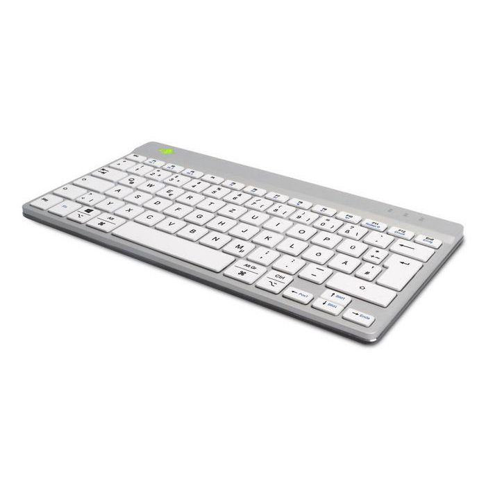 R-Go Tools Teclado Ergonómico Compact Break QWERTZ (DE) Bluetooth Blanco con Software de Pausas y Diseño Ultrafino