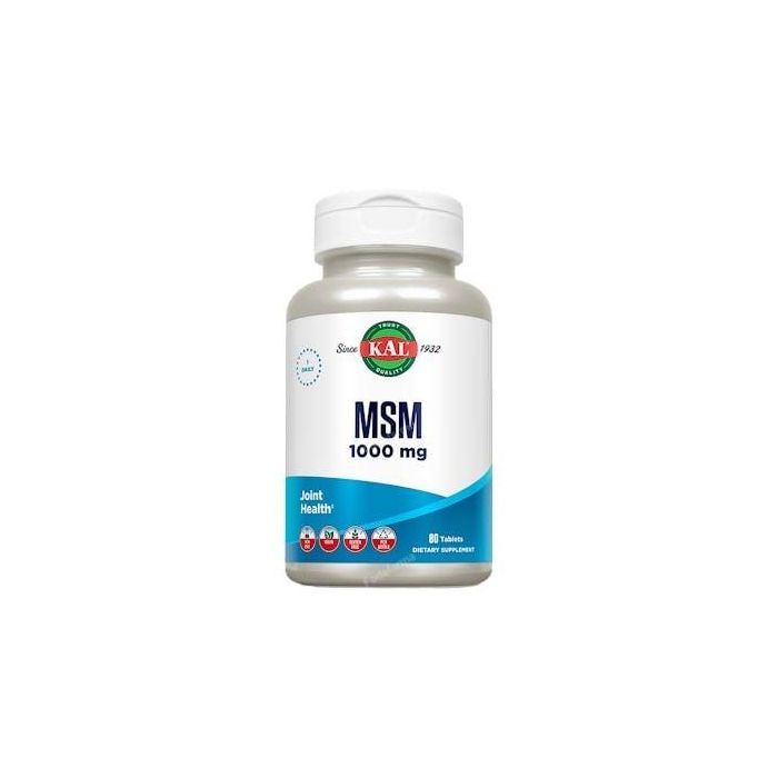 Kal MSM Metilsulfonilmetano 1000 mg 80 Comprimidos. Apoyo articular y antioxidante con Vitamina C y Manganeso