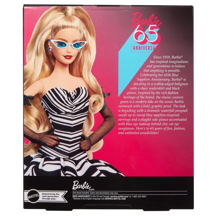 Muñeca barbie coleccion signature 65 aniversario rubia 6