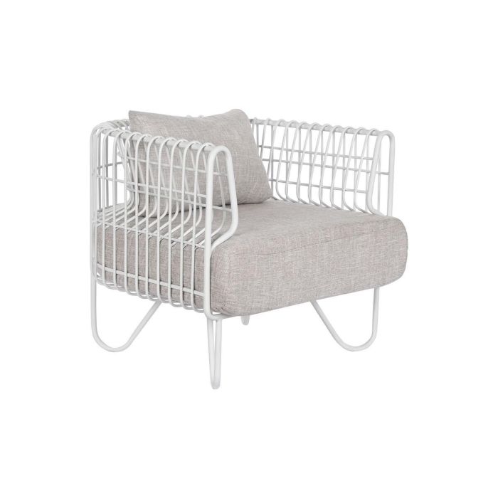 Butaca Home ESPRIT Blanco Metal 76 x 66 x 65 cm