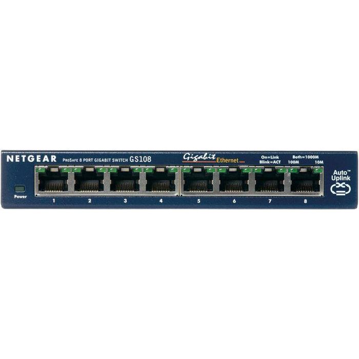 Netgear GS108 - 8 Port Gigabit Ethernet (10/100/1000) Network Switch Netgear GS108 - 8 Port Gigabit Ethernet (10/100/1000) Network Switch