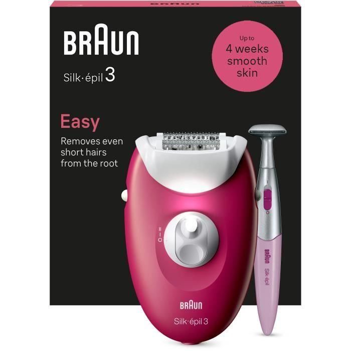 Depiladora eléctrica con cable - BRAUN - Silk-épil 3 - Piel suave durante semanas - 3-202 - Frambuesa 1 Depiladora eléctrica con cable - BRAUN - Silk-épil 3 - Piel suave durante semanas - 3-202 - Frambuesa 1