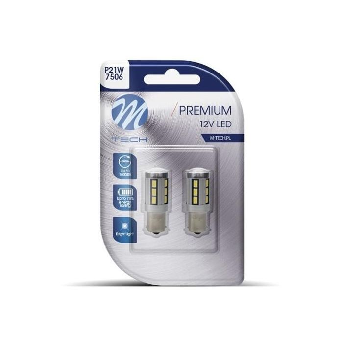 M-Tech MTECLB355W Blister 2x Bombillas LED Retrofit Premium BA15S 18xSMD5730 Canbus Blanco Frío para Coche 12V 520lm M-Tech MTECLB355W Blister 2x Bombillas LED Retrofit Premium BA15S 18xSMD5730 Canbus Blanco Frío para Coche 12V 520lm