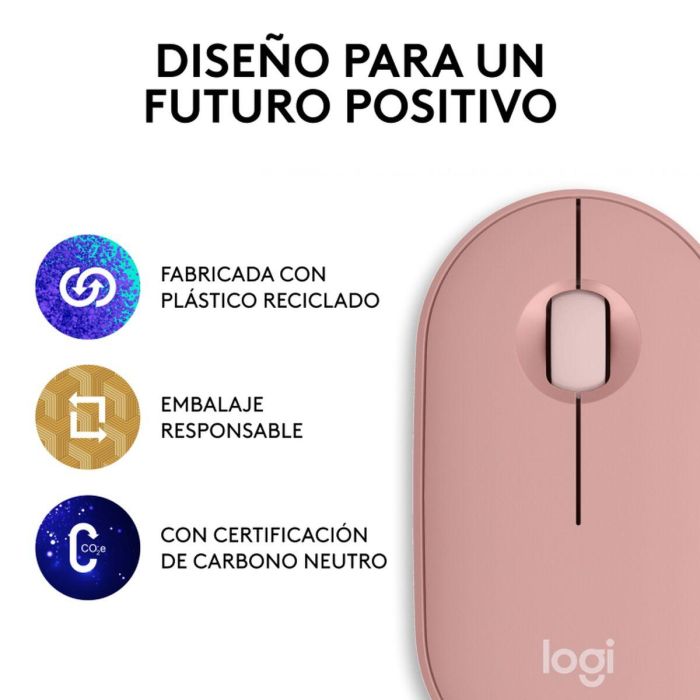 Logitech Ratón Inalámbrico Pebble Mouse 2 M350S, Ambidiestro, Plástico Reciclado, Bluetooth, 400-4000 DPI 1 Logitech Ratón Inalámbrico Pebble Mouse 2 M350S, Ambidiestro, Plástico Reciclado, Bluetooth, 400-4000 DPI 1