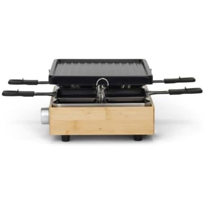 Livoo DOC311 Raclette para 4 personas, 800W, bandeja grill antiadherente extraíble, termostato regulable 7