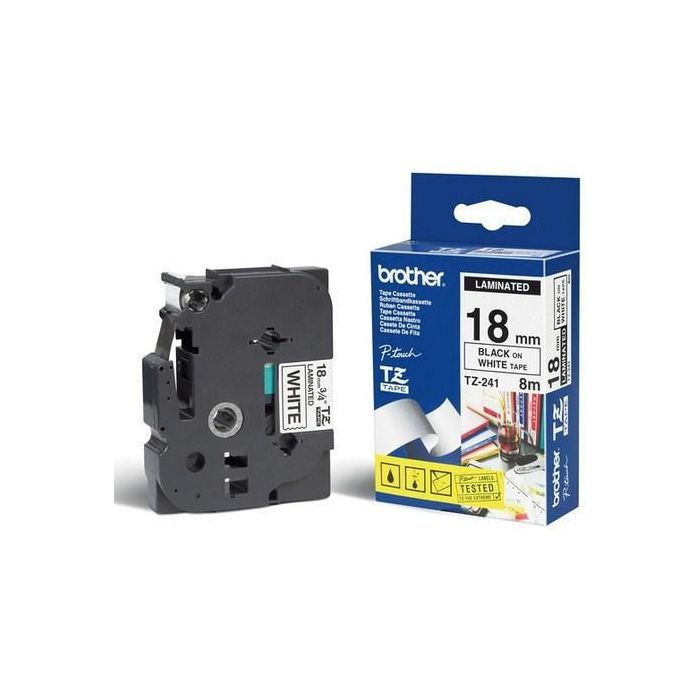 Brother Cinta Laminada Brillante Negra sobre Blanca 18mm x 8m Brother Cinta Laminada Brillante Negra sobre Blanca 18mm x 8m