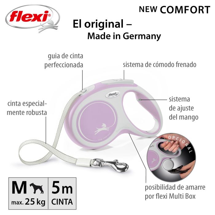 Correa Flexi New Comfort M Cinta 5M Rosa 1 Correa Flexi New Comfort M Cinta 5M Rosa 1