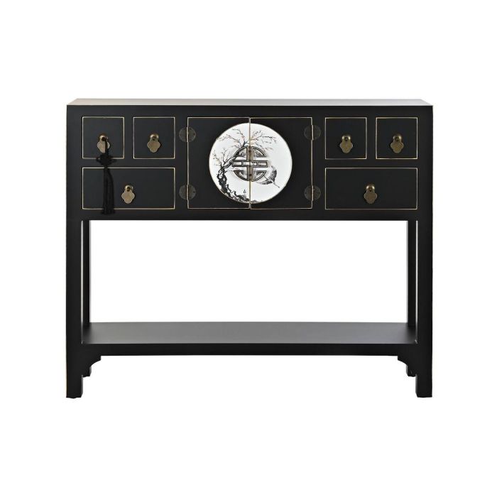 Mesa auxiliar DKD Home Decor 95 x 26 x 79 cm Abeto Negro Dorado Metal Blanco Madera MDF