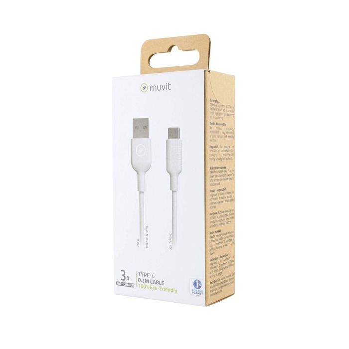 muvit for change cable USB a Tipo C 3A/27W 0.2m blanco 2