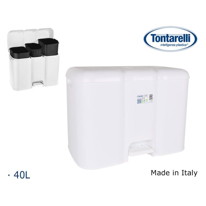 Cubo Basura Triple con Tapa 40L Patty Blanco - Tontarelli (4 Unidades) Cubo Basura Triple con Tapa 40L Patty Blanco - Tontarelli (4 Unidades)