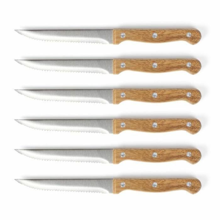 Livoo MEC133 LIV3523930097829 - Juego de 6 Cuchillos de Carne de 11 cm Acero Inoxidable y Mango de Madera de Acacia 3 Livoo MEC133 LIV3523930097829 - Juego de 6 Cuchillos de Carne de 11 cm Acero Inoxidable y Mango de Madera de Acacia 3