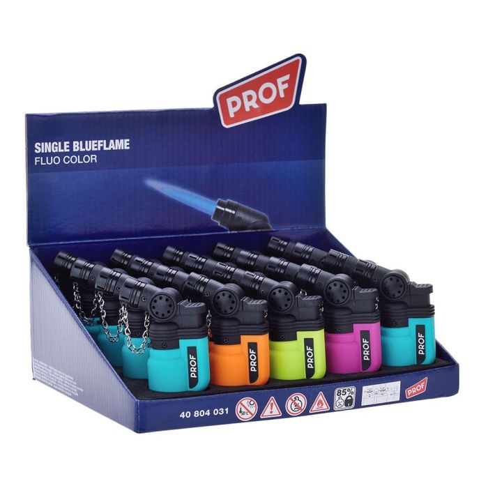 Prof Encendedor electrónico bidón de goma llama azul colores surtidos 4 unidades