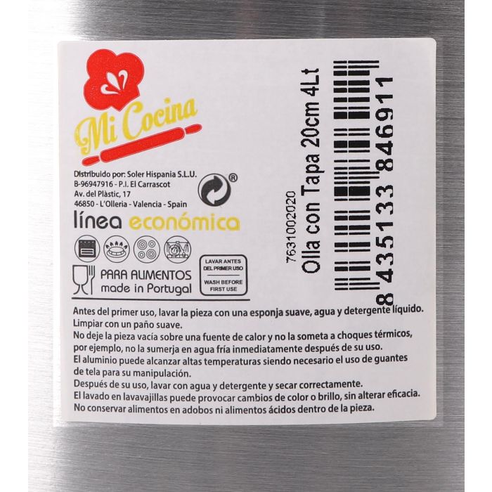 Mi Cocina Olla con Tapa de Aluminio 20 cm 4 Litros (8 Unidades) 1