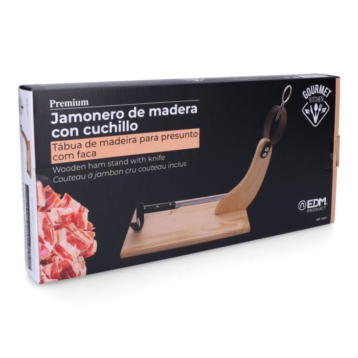 Jamonero premium madera de pino con cuchillo incluido gourmet kitchen 2