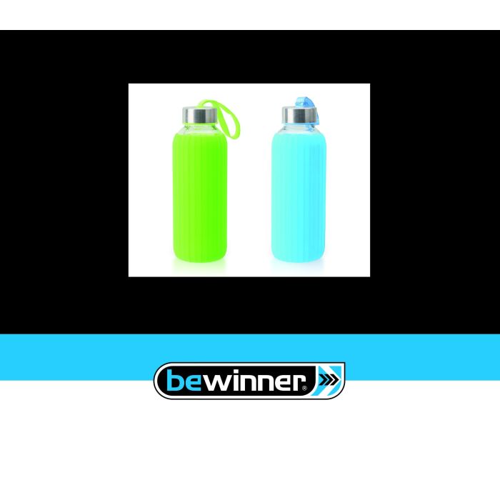 Botella de Agua Vidrio/Silicona 400 ml Bewinner - Inde (24 Unidades) 5 Botella de Agua Vidrio/Silicona 400 ml Bewinner - Inde (24 Unidades) 5