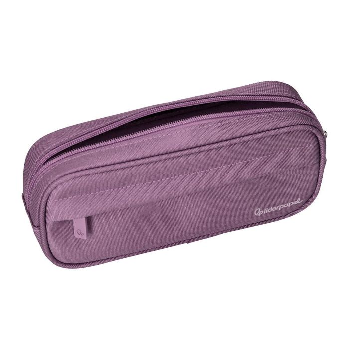 Estuche Portatodo Liderpapel Classic Ovalado 2 Cremalleras Con Bolsillo Delantero 210x90 mm Morado Empolvado 7