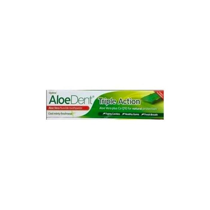 Aloedent Triple Acción Dentífrico Con Flúor 100ml: Protege contra Placa, Sarro, Mal Aliento, Caries y Enfermedad de las Encías