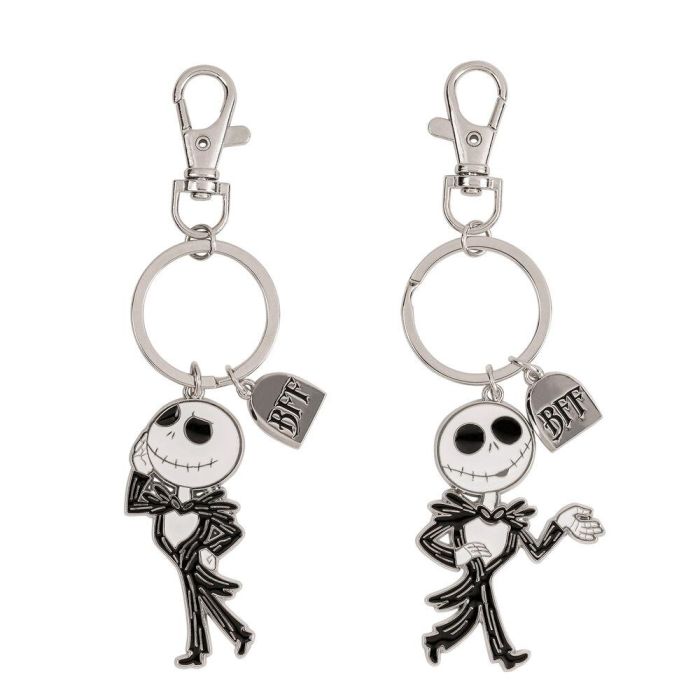 Disney Set 2 Llaveros Jack Skellington y BFF Pesadilla Antes de Navidad Plateados