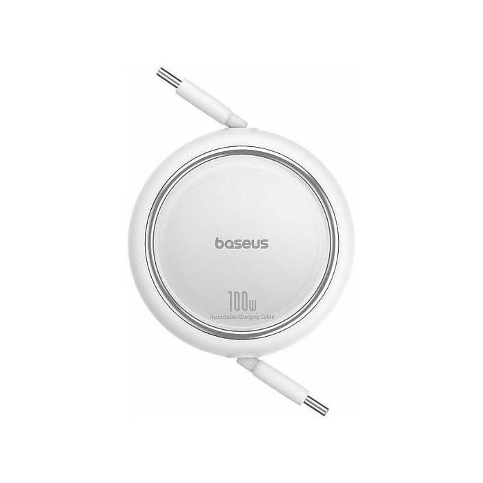 Baseus Free2Draw Cable de Carga Retráctil y Extensible USB Tipo-C a Tipo-C 100W PD, Blanco, 1 m, 480 Mbps
