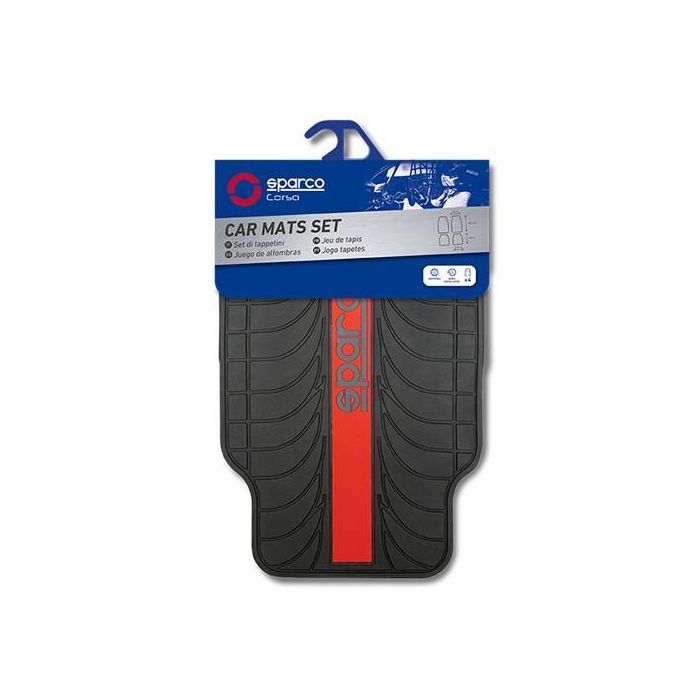 Set de Alfombrillas para Coche Sparco SPC1913RS Universal Negro/Rojo (4 pcs) 1