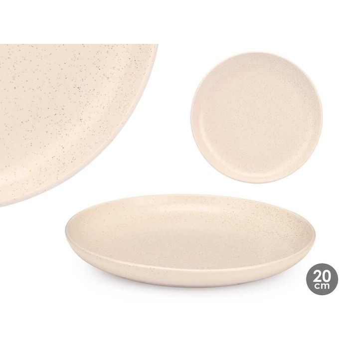 Vessia Plato de Postre de Loza Moteado Color Crema 20 cm (36 Unidades)
