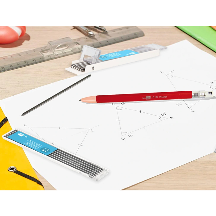 Liderpapel Minas Grafito 2 mm Estuche de 12 Minas Longitud 120 mm HB 6