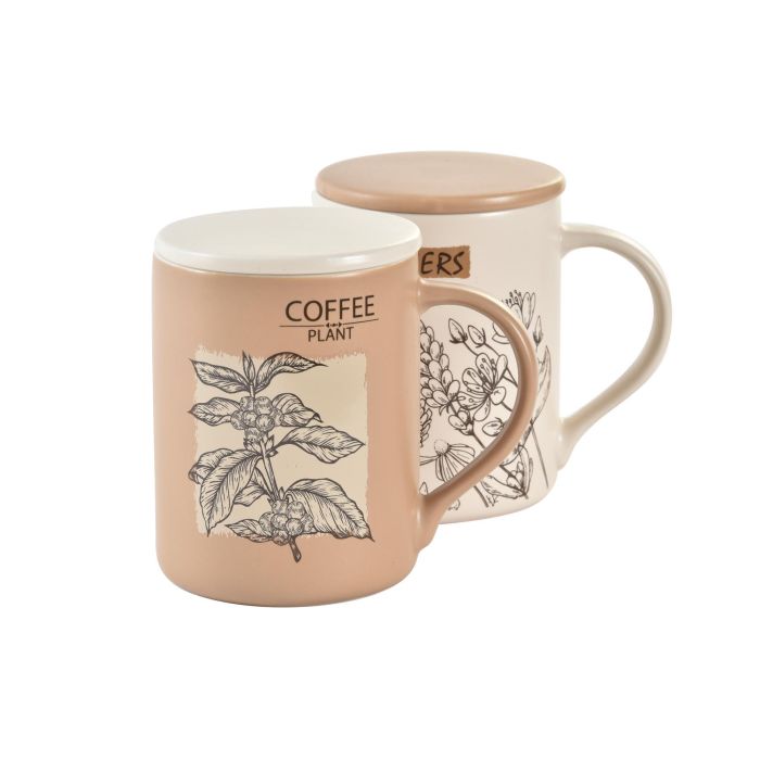 DKD Home Decor Mug Infusiones 420ml Porcelana Beige Marrón Claro Botánico Cottage Apto Microondas Lavavajillas Pack 12 Unidades 1 DKD Home Decor Mug Infusiones 420ml Porcelana Beige Marrón Claro Botánico Cottage Apto Microondas Lavavajillas Pack 12 Unidades 1