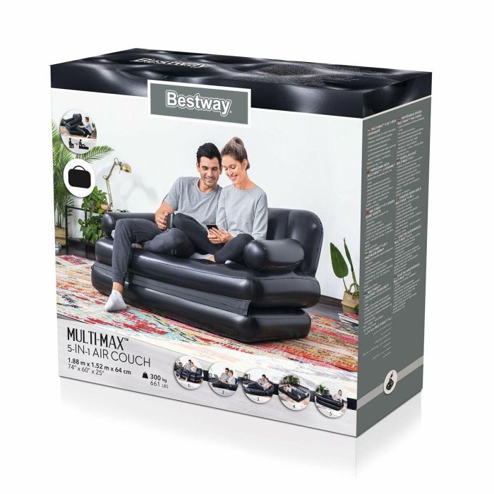 Bestway Sillon Hinchable 5 Posiciones Negro 188x152x64 cm Interior 75054 Bestway Sillon Hinchable 5 Posiciones Negro 188x152x64 cm Interior 75054