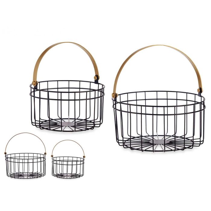 Set 2 Cestas Redondas Negras con Asa Dorada Giftdecor 25x27 cm y 20x22.5 cm Set 2 Cestas Redondas Negras con Asa Dorada Giftdecor 25x27 cm y 20x22.5 cm