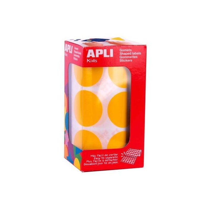 Apli Gomets Redondos 33 mm Rollo Amarillo - 708 Unidades