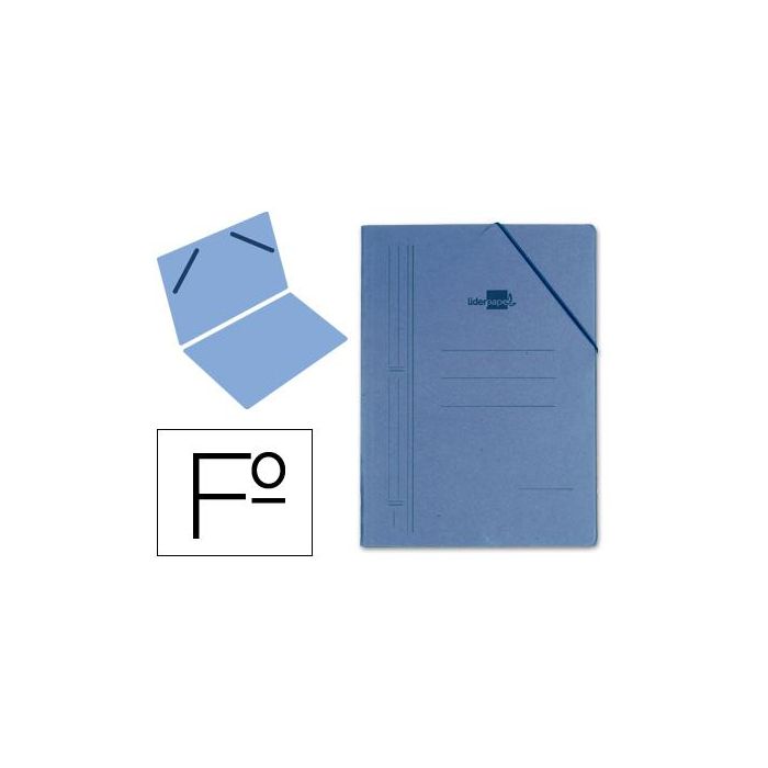 Carpeta Liderpapel Gomas Folio Sencilla Carton Compacto Azul 10 unidades