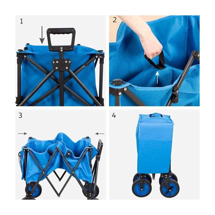 Carro Multiusos Aktive Azul Negro Poliéster PVC Acero 88 x 108 x 47 cm Plegable Playa 4