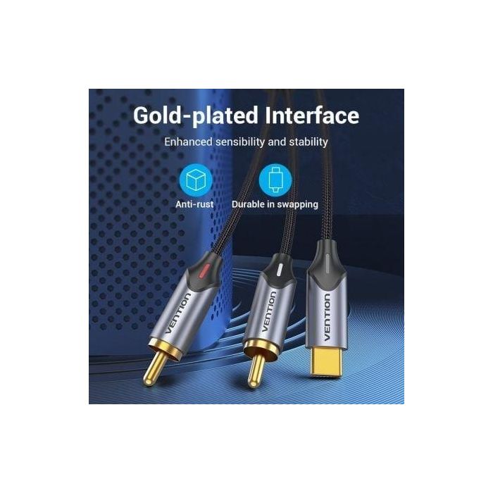 Cable Conversor Vention BGUHG/ 2x RCA Macho - USB Tipo-C Macho/ 1.5m/ Gris 2 Cable Conversor Vention BGUHG/ 2x RCA Macho - USB Tipo-C Macho/ 1.5m/ Gris 2