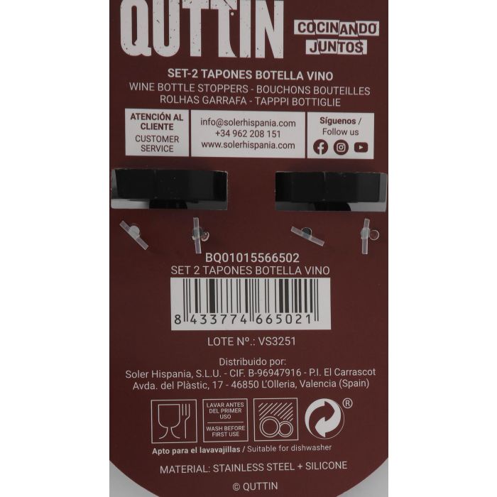 # -144- Set 2 Tapones Botella Vino Quttin (24 Cajas) 5