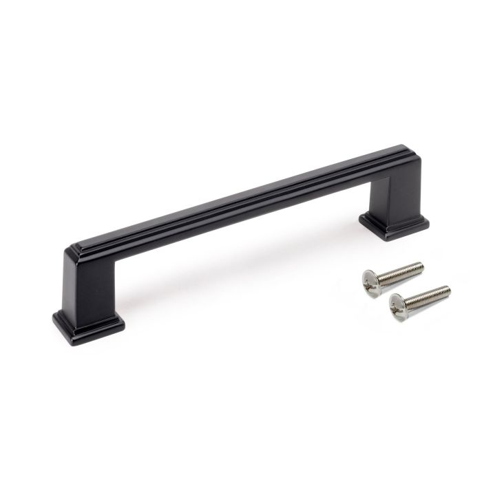 Emuca Lote de 5 tiradores para mueble Tanger, L147.5mm, intereje 128mm, Zamak, Pintado negro 4