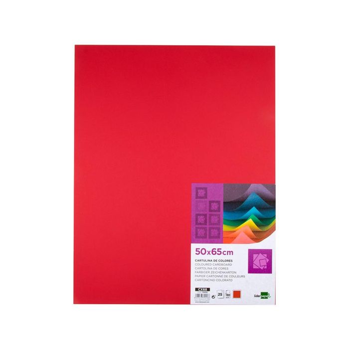 Cartulina Liderpapel 50x65 cm 180 gr-M2 Rojo Navidad Paquete De 25 Hojas 1